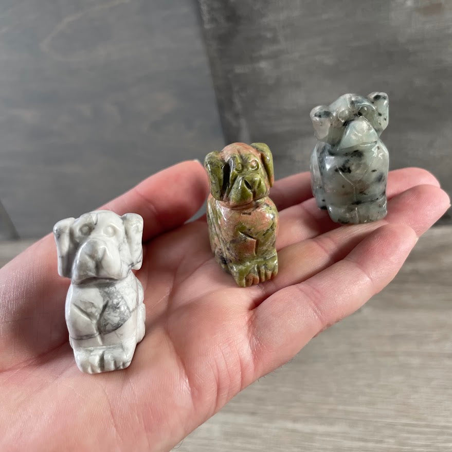 Crystal dog animal figurine in medium size for metaphysical shops