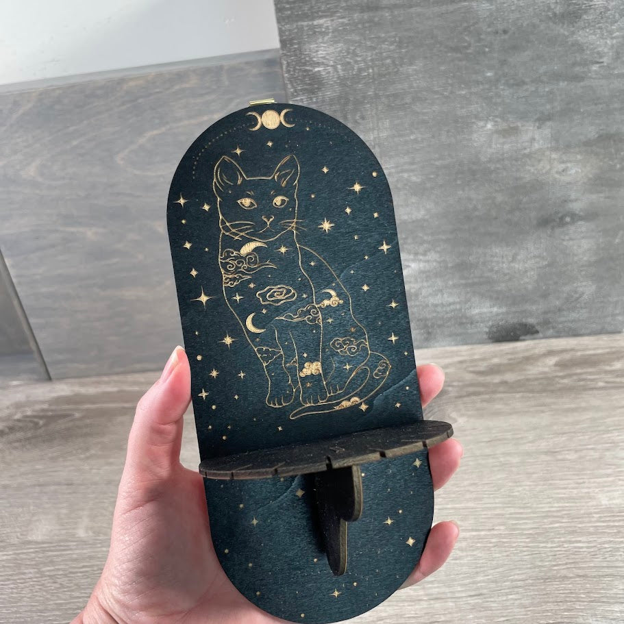 cat wood pendullum borad with stars crystal shop supply