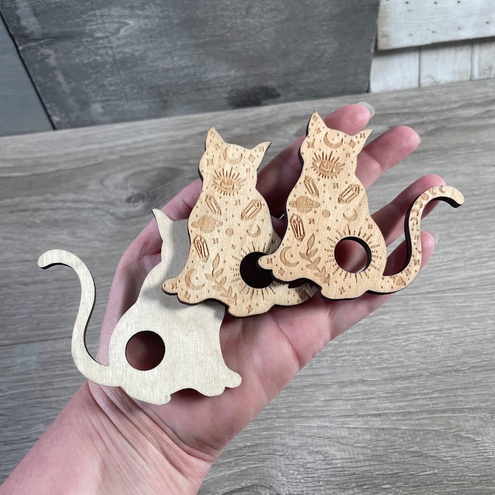 Cat lovers wood sphere stand for rock shop displays