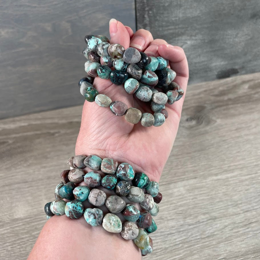 chrysocolla gemstone nugget bead bracelet for wholesale crystal retailers