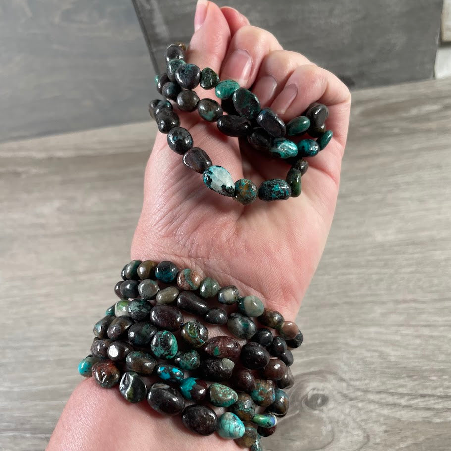 Chrysocolla wholesale gemstone nugget bracelet for crystal shops and boutiques