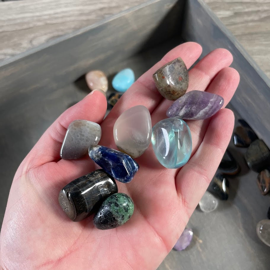 Bulk mixed tumbled gemstones with polished finish for crystal shops and retailers