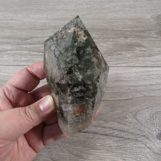 Bulk phantom quartz with natural chlorite inclusions