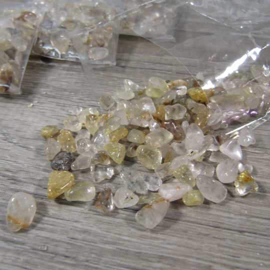 rutilated quartz crystal chips for jewelry