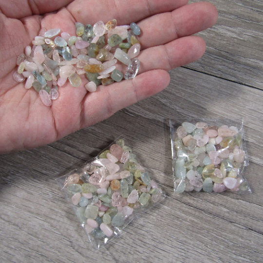 morganite and beryl bulk crystal chips for crafts and jewelry making