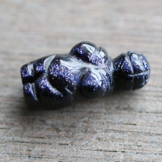 Blue Goldstone mythical gemstone carvings