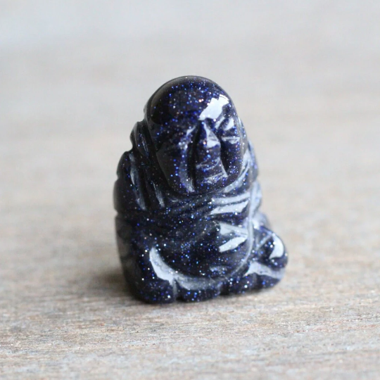 Blue Goldstone carved gemstone figurines