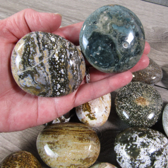 Ocean Jasper Crystal Healing Palm Stones Free Form Shape