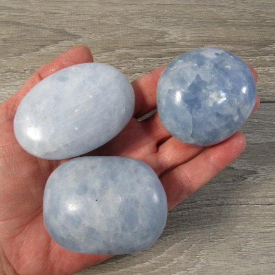 Blue Calcite Handheld Gemstone Palm Stones for Energy Work