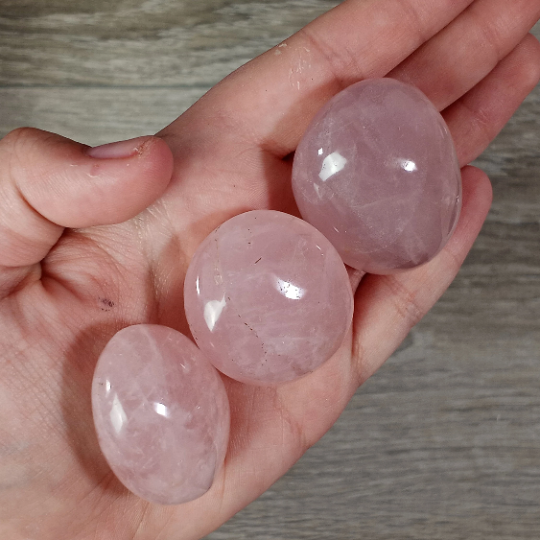 Rose Quartz Smooth Polished Gemstone Palm Stones in Bulk