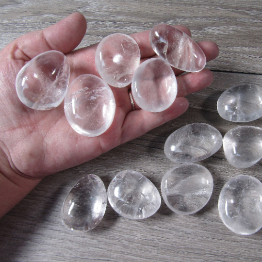 Clear Quartz Meditation Crystal Palm Stones Polished Freeform