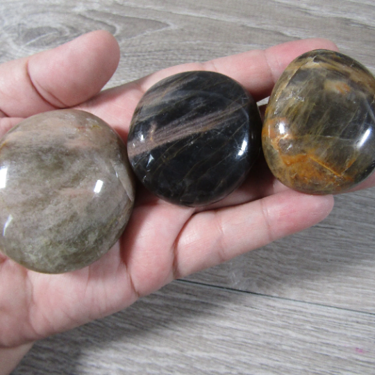 Black Moonstone Freeform Pocket Stones in Gemstone Variety