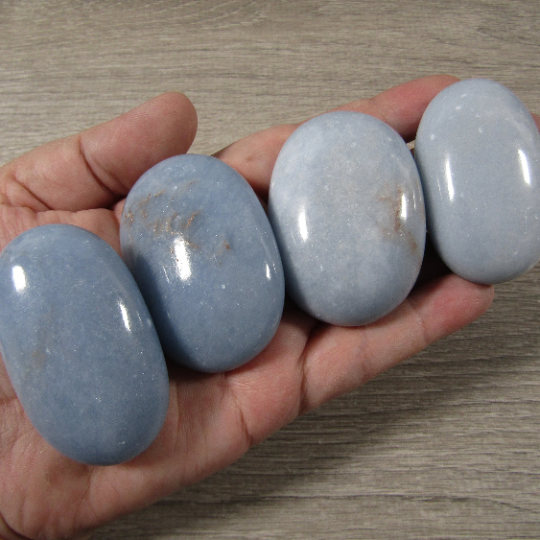 Blue Angelite Freeform Gemstone Palm Stone Collection Wholesale