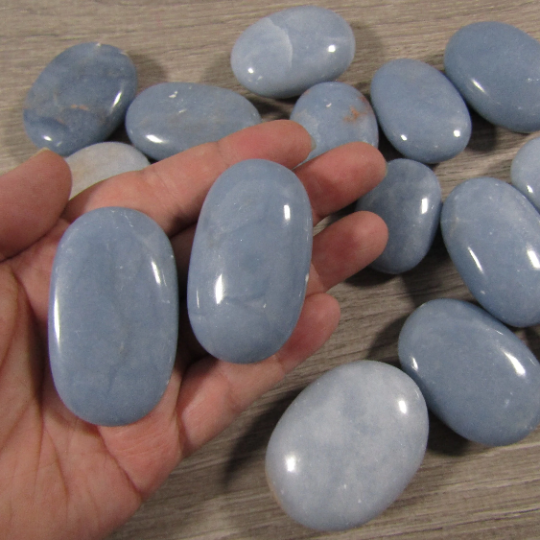 Angelite Organic Shape Gemstone Palm Stones for Resale