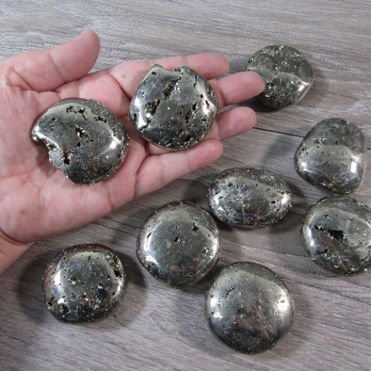 Pyrite Crystal Palm Stones for Intention Setting and Ritual Use