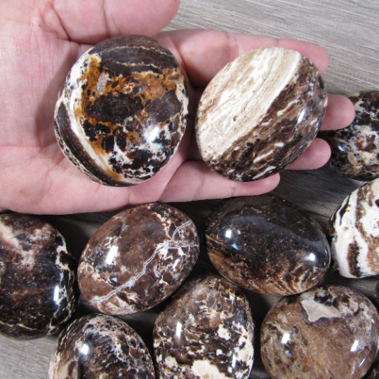 Black Opal Bulk Polished Crystal Palm Stones Wholesale