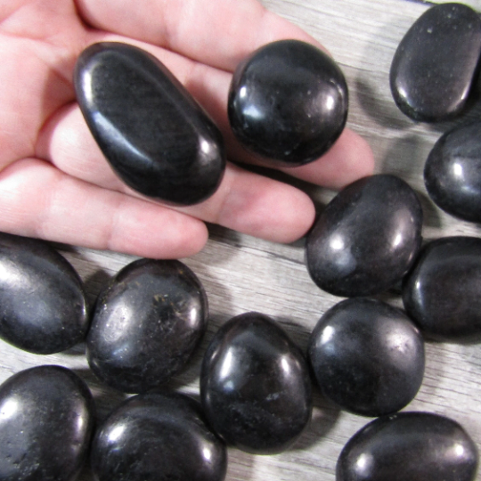 Black Tourmaline Freeform Gemstone Palm Stone Collection Wholesale