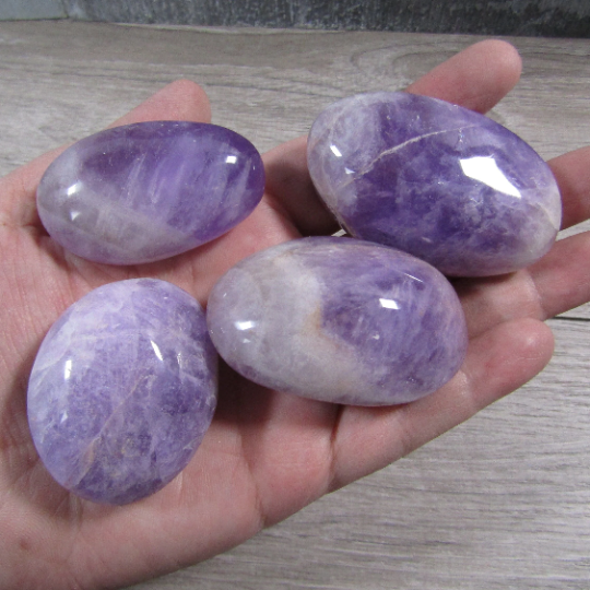 Amethyst Natural Crystal Palm Stones Polished Freeform