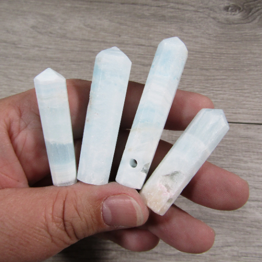 blue aragonite gemstone large hole beads wholesale