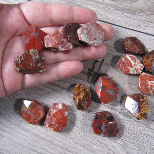 red jasper pendant style beads for cord jewelry