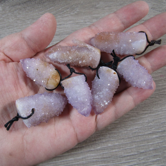 amethyst cactus quartz beads with large hole - wholesale
