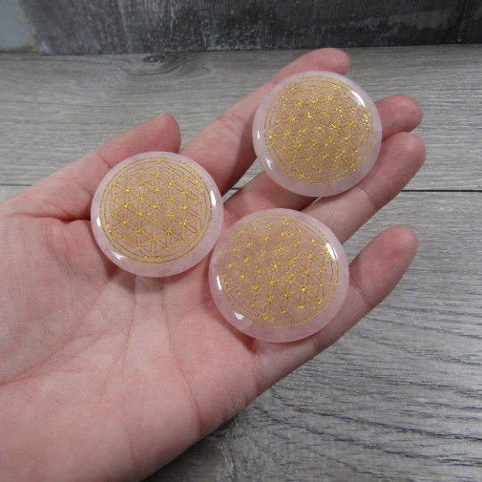 rose quartz flower of life beads - bulk