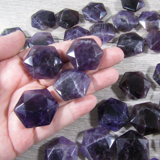 Amethyst natural gemstone Star of David carvings for crystal grids