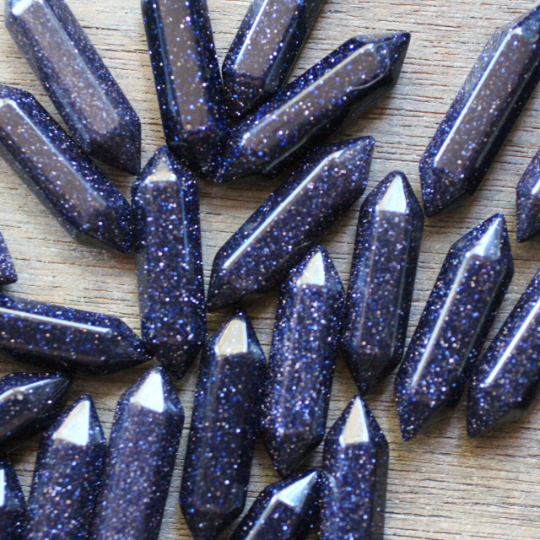 blue goldstone gemstone crystal wands bulk