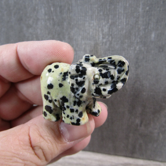 Dalmatian Jasper 1.5-inch elephant carving