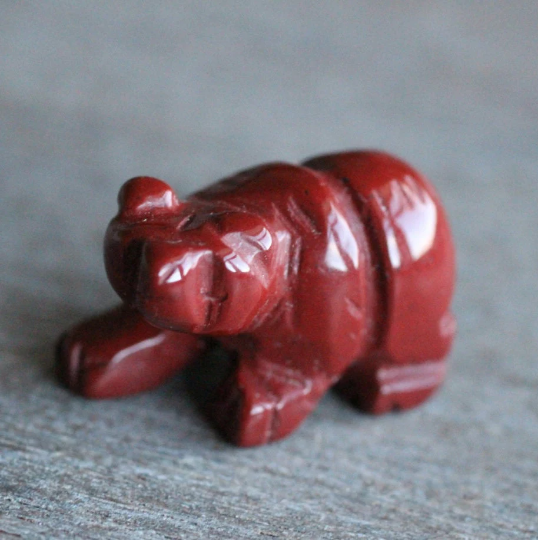 red jasper bear carved gemstone figures