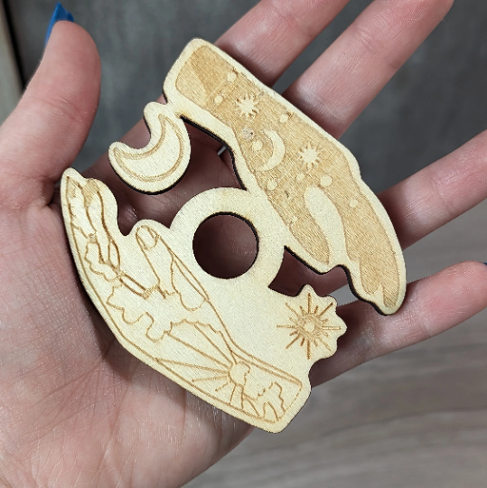 Wooden sphere stand for small crystal balls - hands