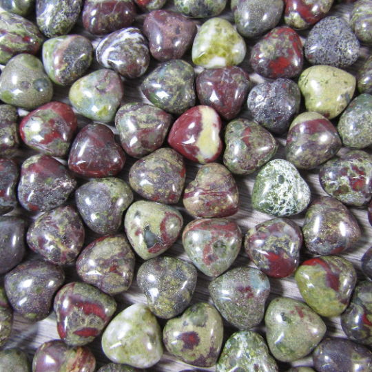 Dragon Bloodstone 15mm Mini Gemstone Puffy Heart