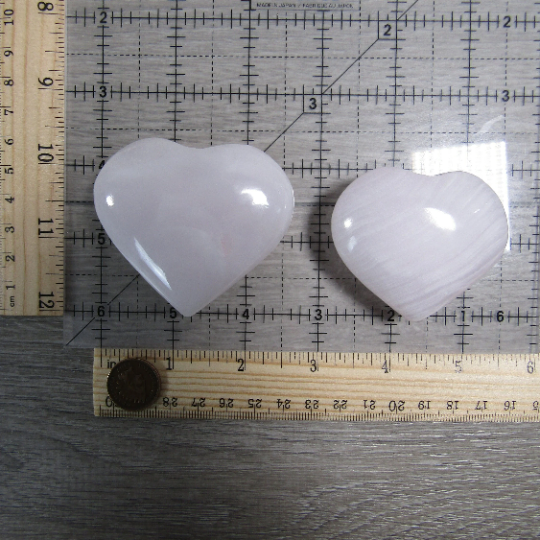 pink calcite hearts - wholesale