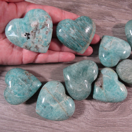 amazonite large heart crystal carvings bulk lot for stores