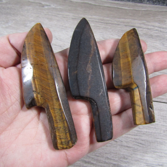 Tiger Eye gemstone shaped athame knife ritual blade for metaphysical shops