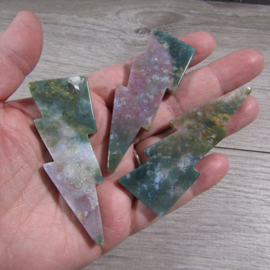 moss agate wholesale gemstone lightning bolt