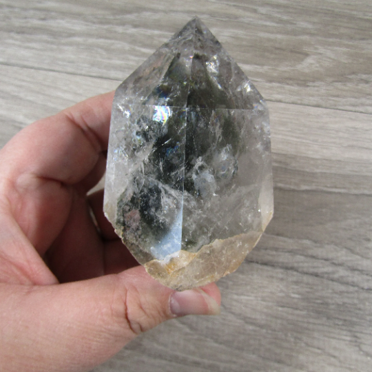 Chlorite Garden Quartz Point with forest-like inclusions for resale