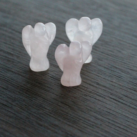 rose quartz angel carved gemstone figures