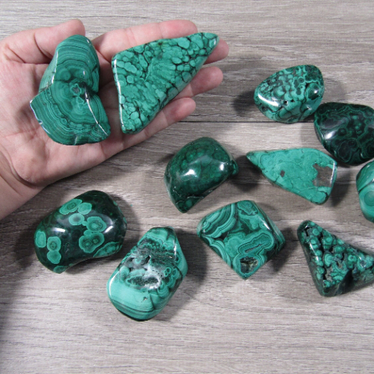 Wholesale malachite crystal with vibrant green banding for spiritual and healing use