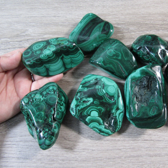 Bulk malachite display size stone for crystal collectors and gift store inventory