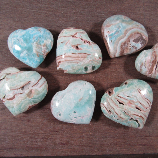 blue aragonite hearts crystal shop supply