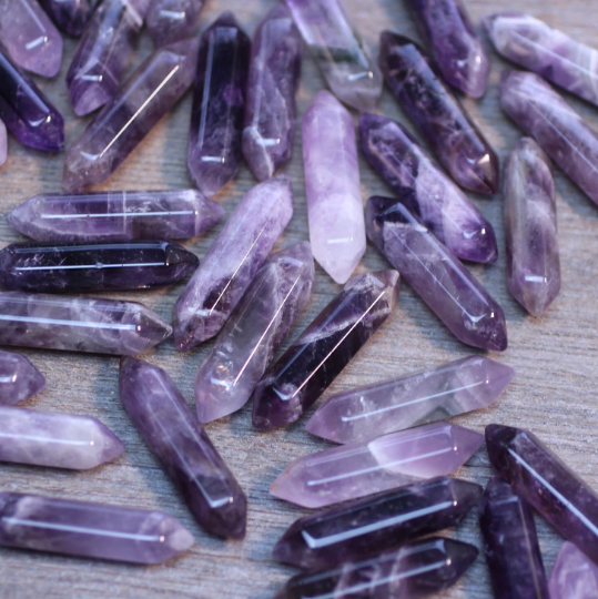 Small Gemstone Double Terminated Carved Crystal Wands