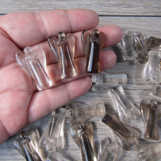 smoky quartz crystal angel figures for retail resale