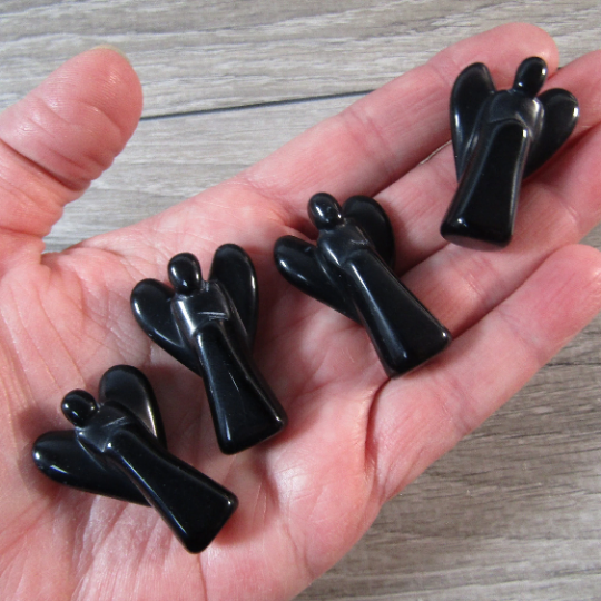 Obsidian crystal angel statue for healing, gift shops