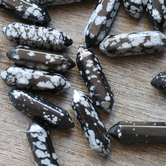 snowflake obsidian gemstone carved point for energy healing