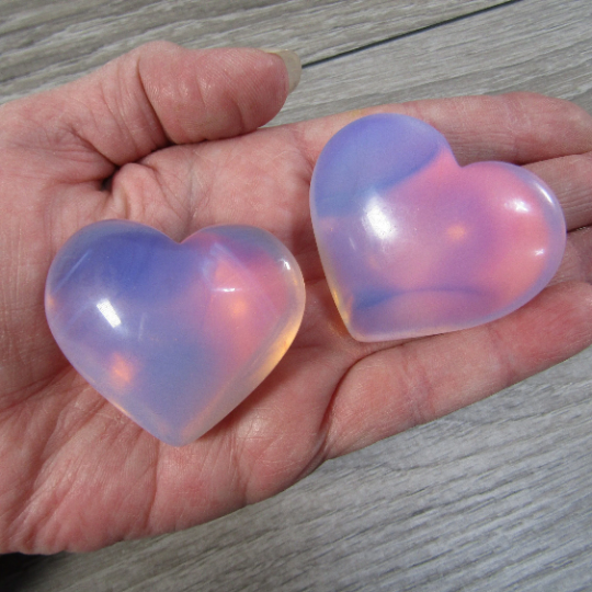 pink opalite large crystal hearts