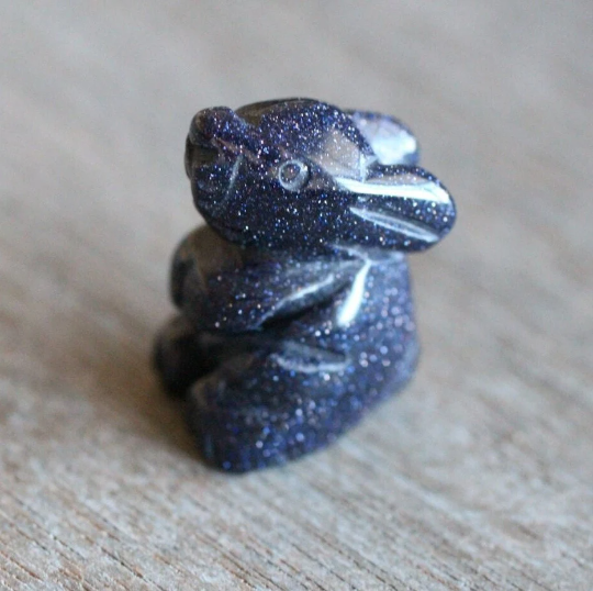 blue goldstone bunny rabbit small figurine for gift shops