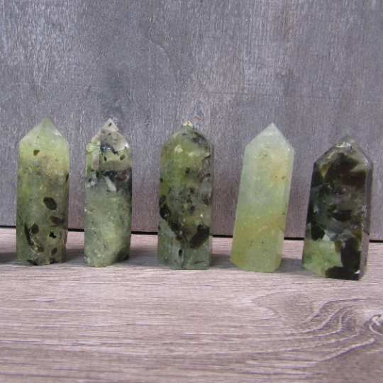 prehnite 2 inch gemstone obelisk tower for metaphysical shops