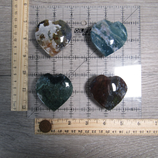 moss agate large gemstone hearts