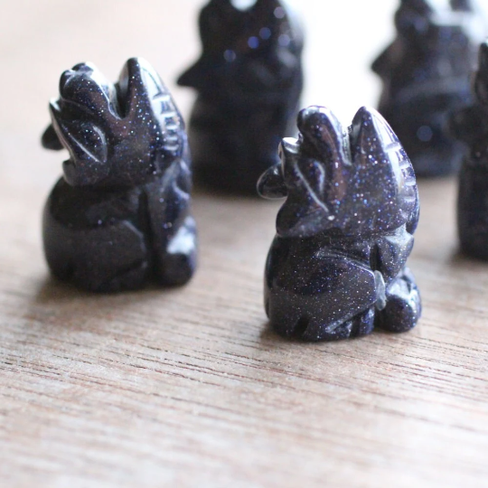 blue goldstone wold crystal carvings for sale